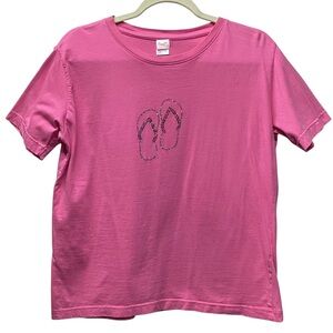 Escargot sportswear Rhinestone T-shirt With Flipflop Rhinestone Design